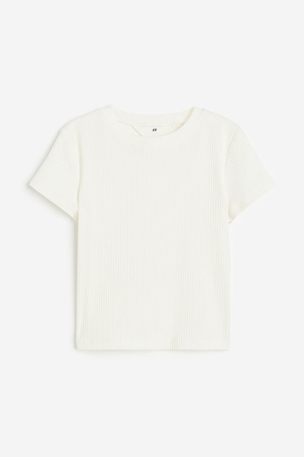 Camiseta en punto acanalado de algodón