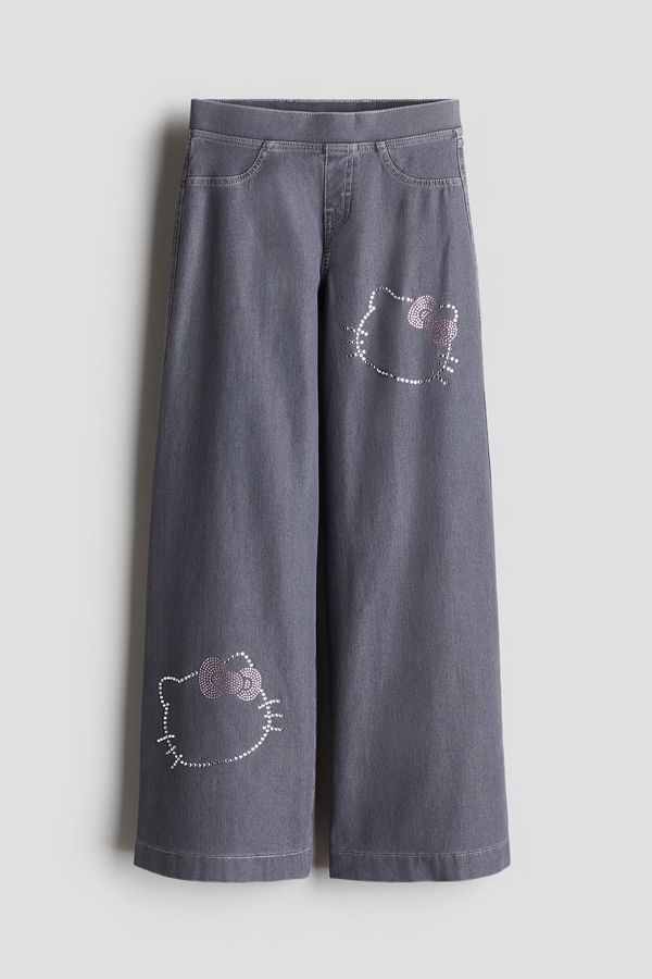 Pantalón ancho efecto denim