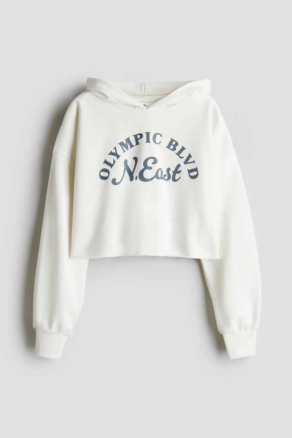 Hoodie cropped con motivo estampado