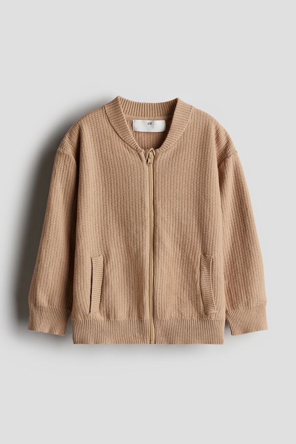 Knitted zip-through cardigan