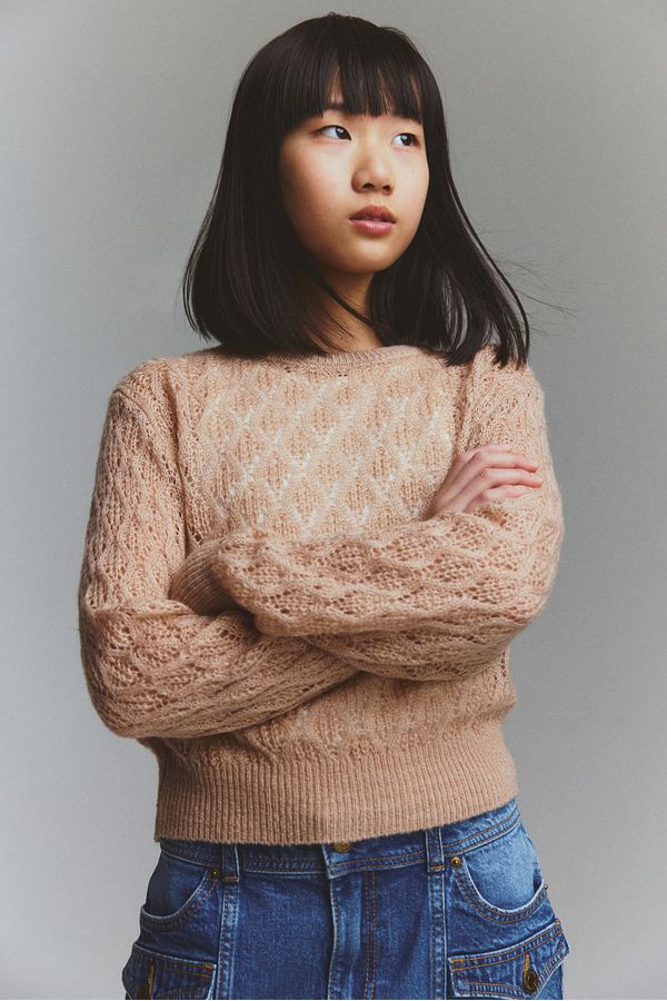 Pointelle-knit jumper
