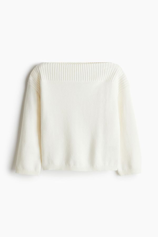 Purl-knit boat-neck jumper