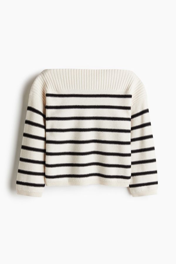 Purl-knit boat-neck jumper