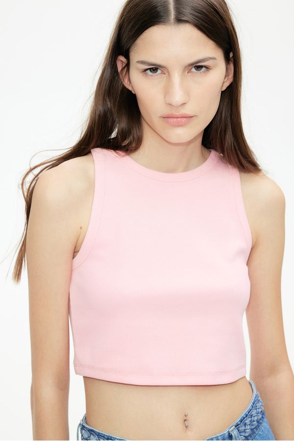 Cropped ribbed vest top