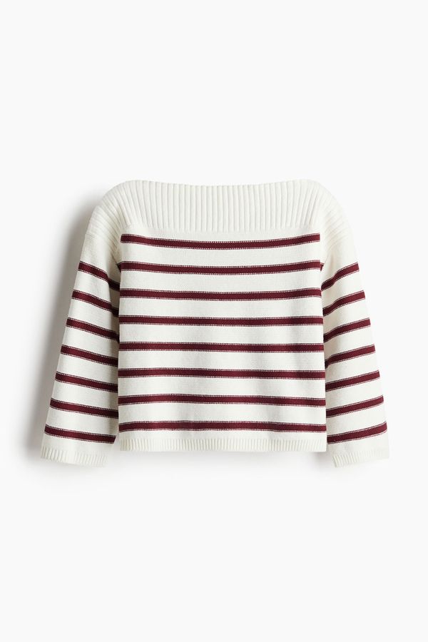 Purl-knit boat-neck jumper