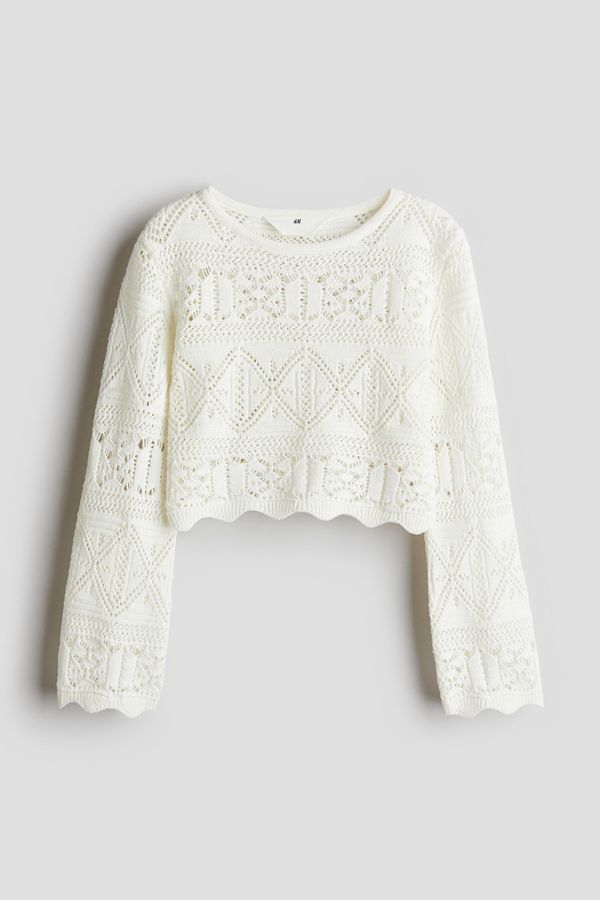Saco cropped en tejido pointelle