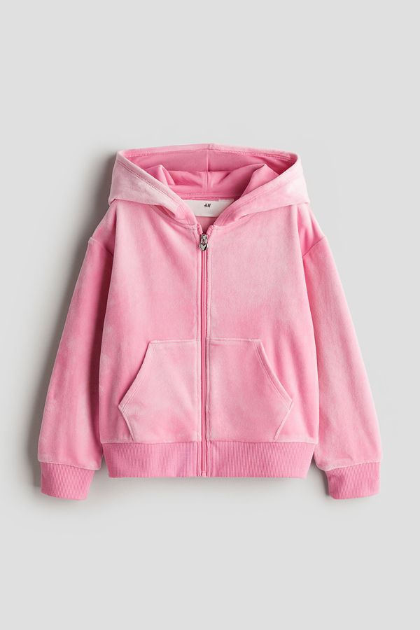 Hoodie en velour con cremallera