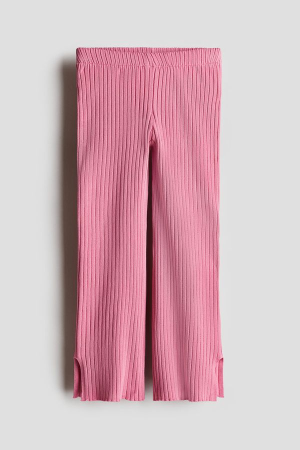 Pantalón bota campana en tejido acanalado