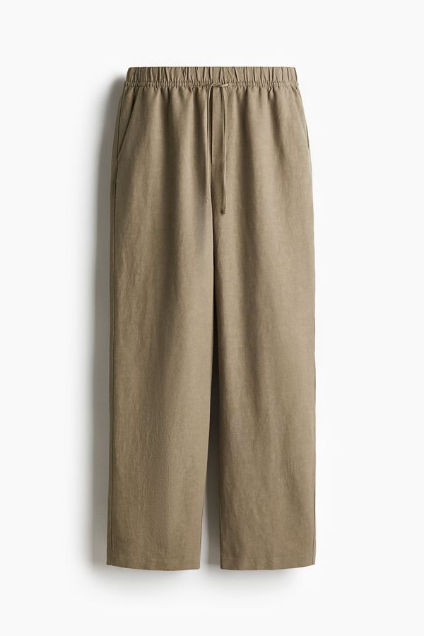 Pantalón en mezcla de lino con cordón de ajuste