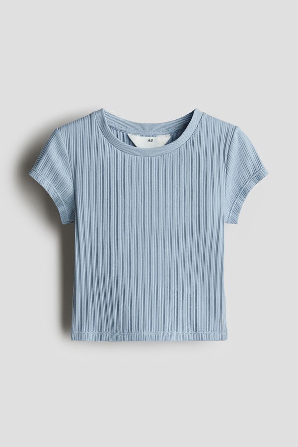 Camiseta en punto acanalado de algodón