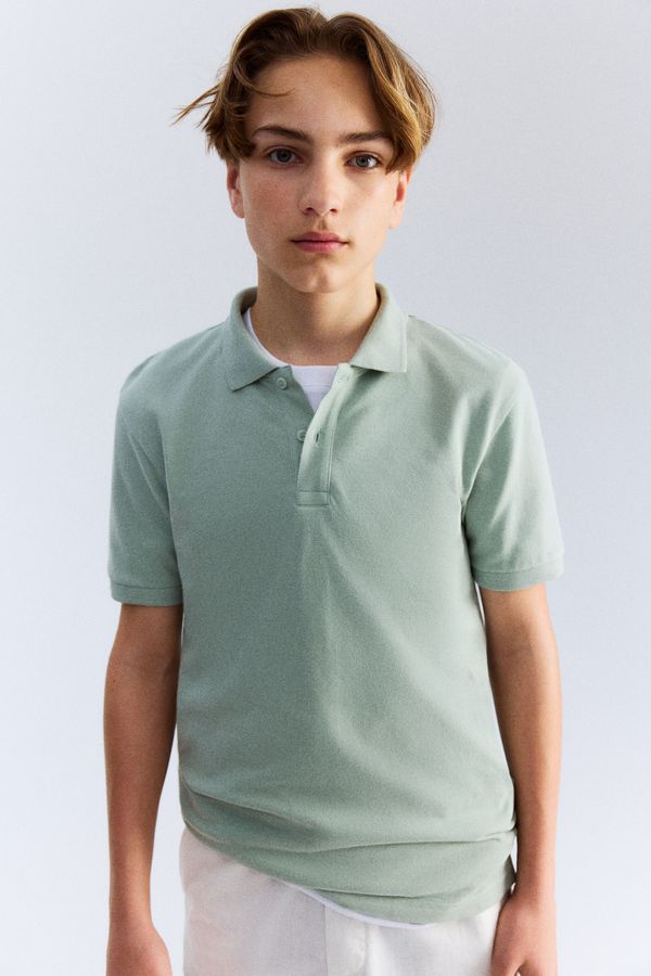 Camiseta estilo polo en piqué de algodón