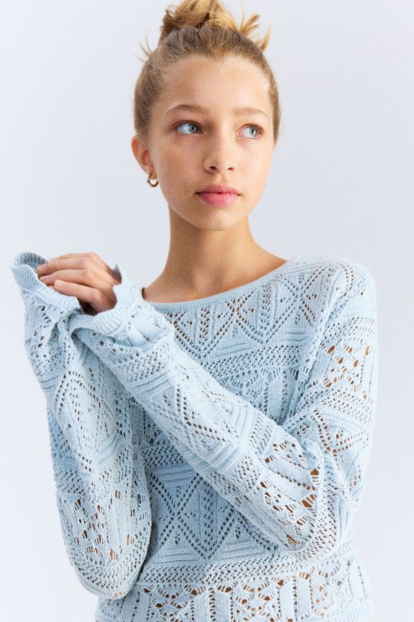 Saco cropped en tejido pointelle