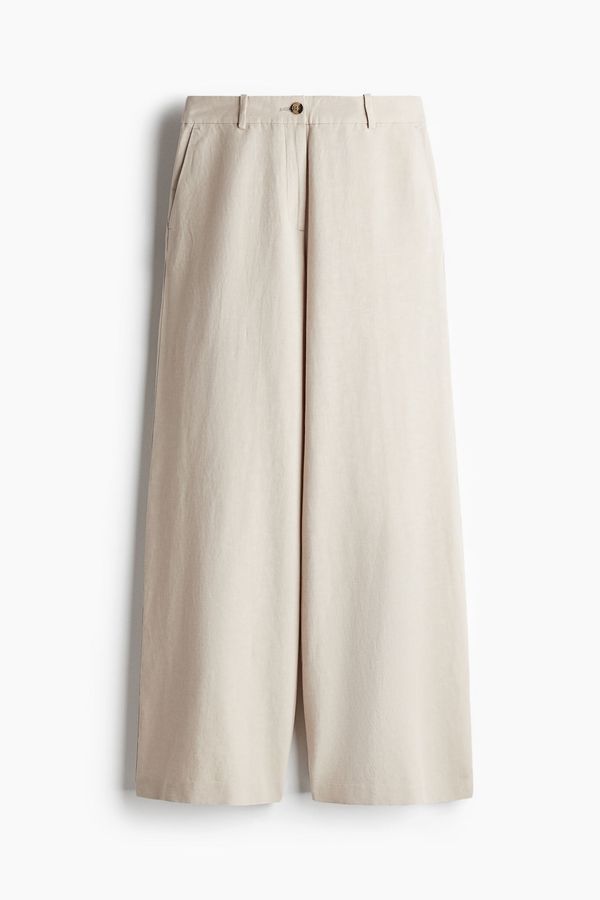 Pantalón ancho en mezcla de lino