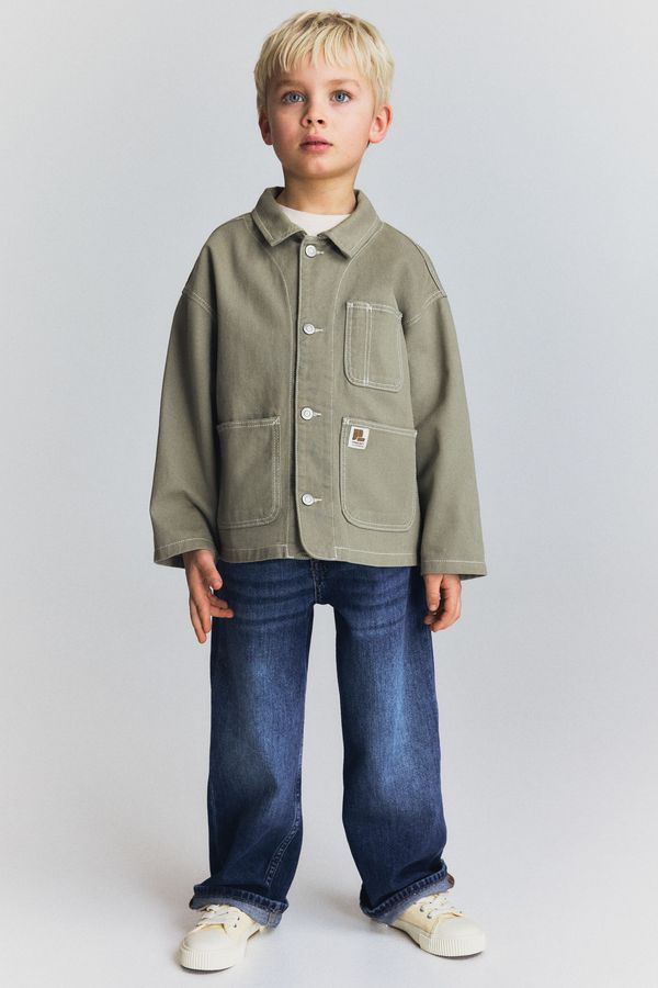 Chaqueta tipo camisa en sarga de algodón