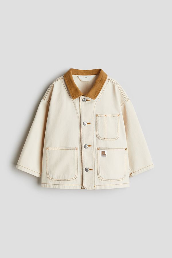 Chaqueta tipo camisa en sarga de algodón