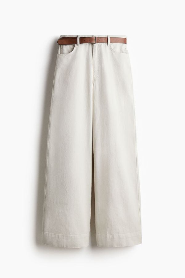 Belted twill trousers