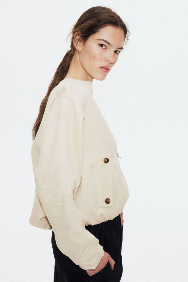 Chaqueta bomber en mezcla de lino