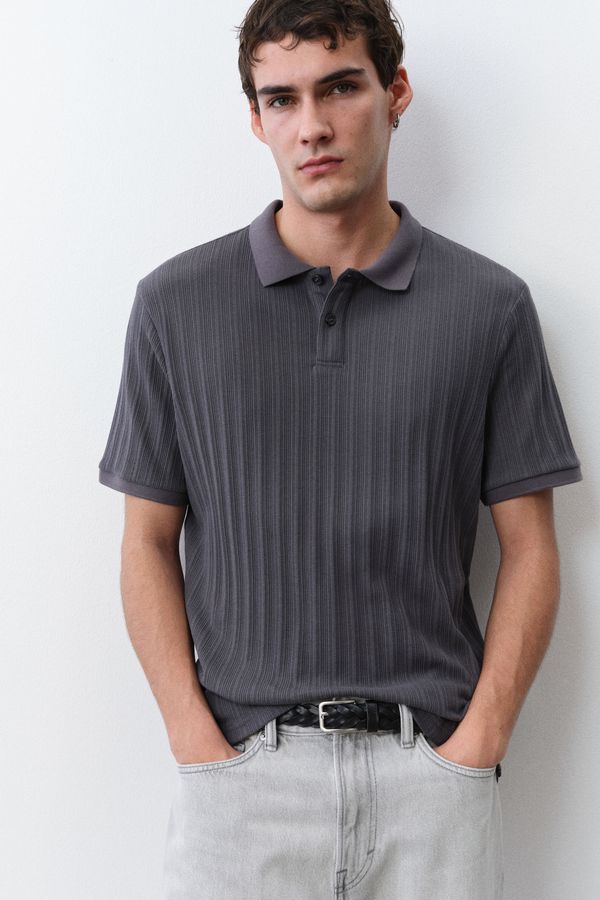 Camiseta estilo polo Slim Fit en punto con textura