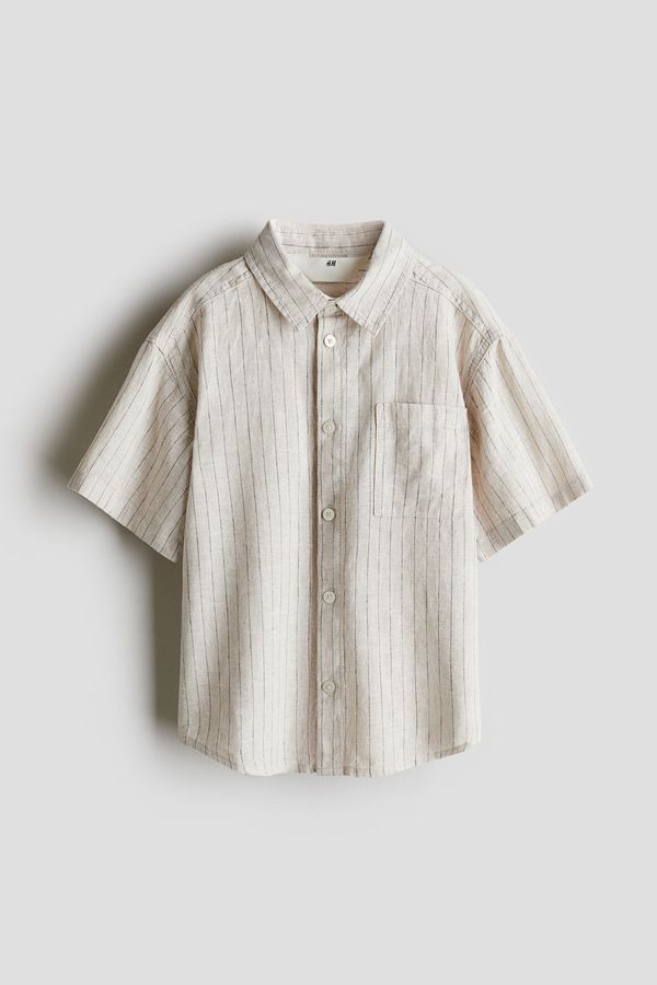 Camisa de manga corta en mezcla de lino