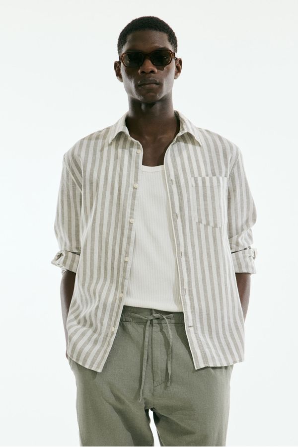 Camisa en mezcla de lino Regular Fit