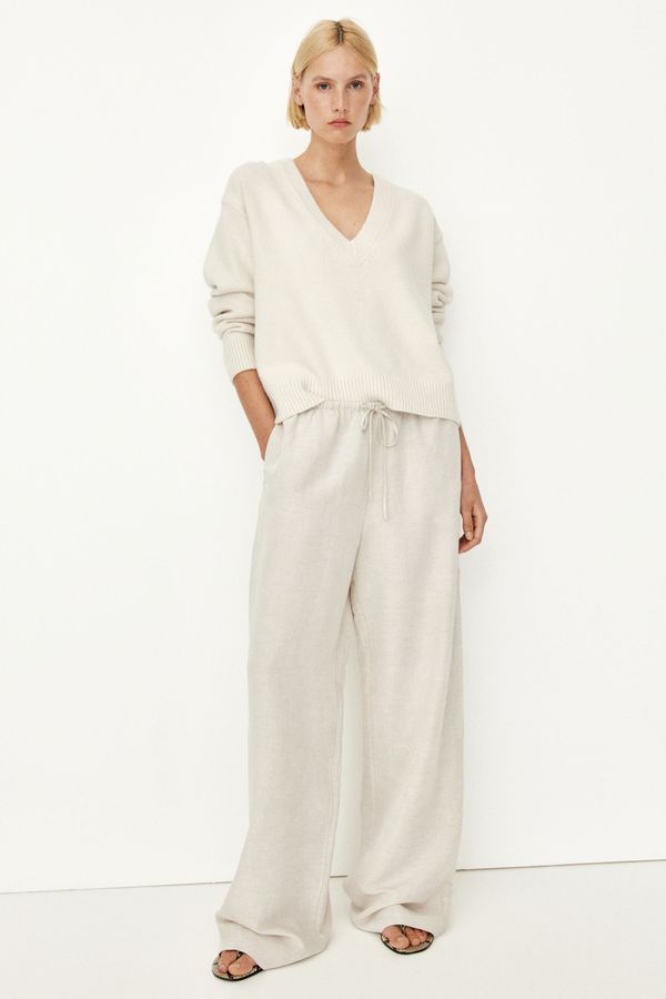 Pantalón recto en mezcla de lino