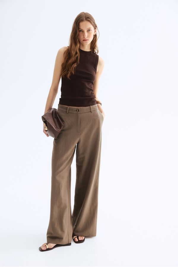 Pantalón ancho en mezcla de lino