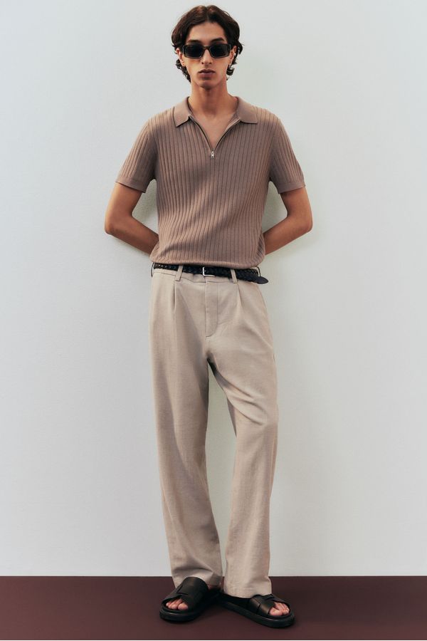Pantalón Relaxed Fit en mezcla de lino