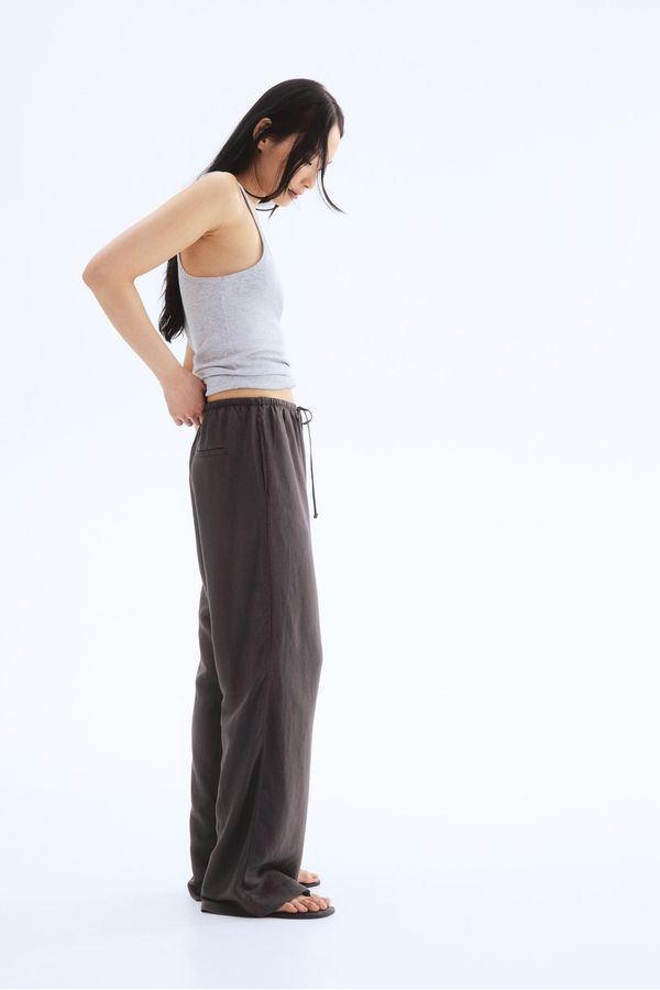Pantalón recto en mezcla de lino