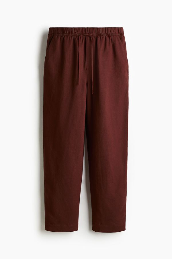Pantalón en mezcla de lino con cordón de ajuste