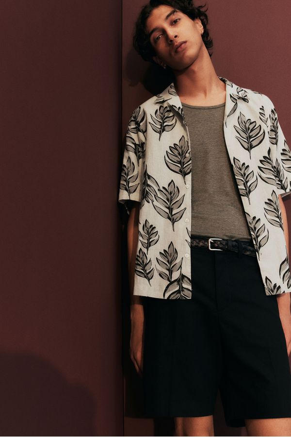 Camisa resort en mezcla de lino Regular Fit