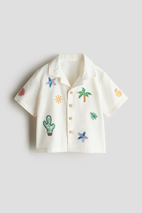Camisa resort en mezcla de lino