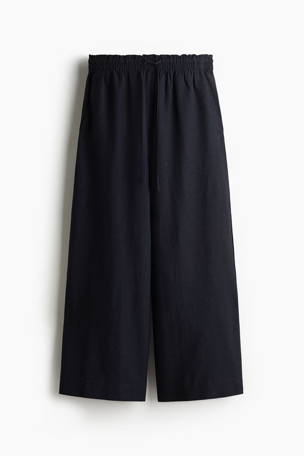 Pantalón cropped en mezcla de lino