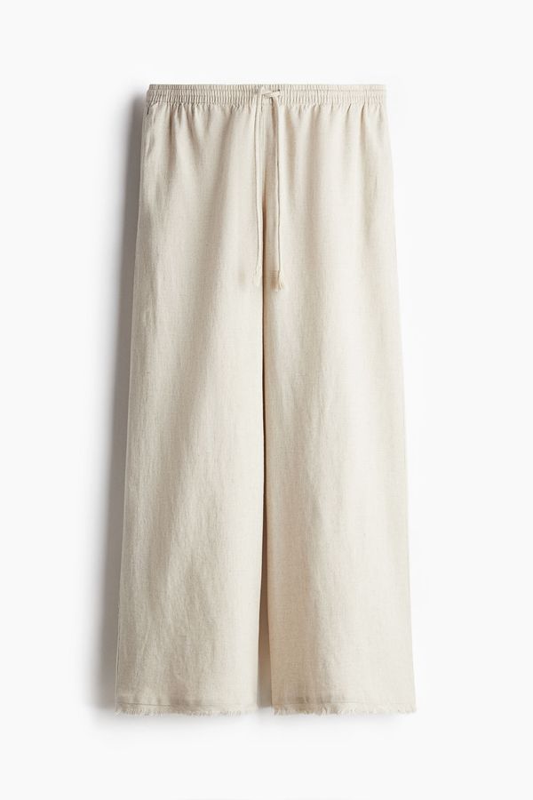 Pantalón en mezcla de lino con cordón de ajuste