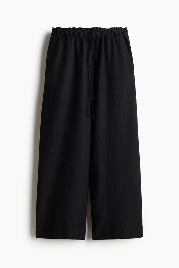 Pantalón cropped en mezcla de lino