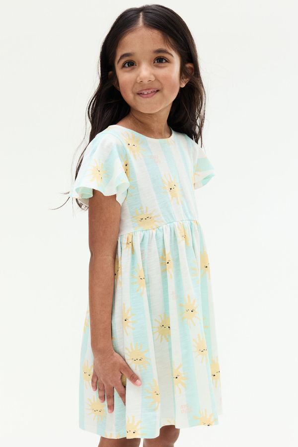Vestido de algodón con manga sisa con volante