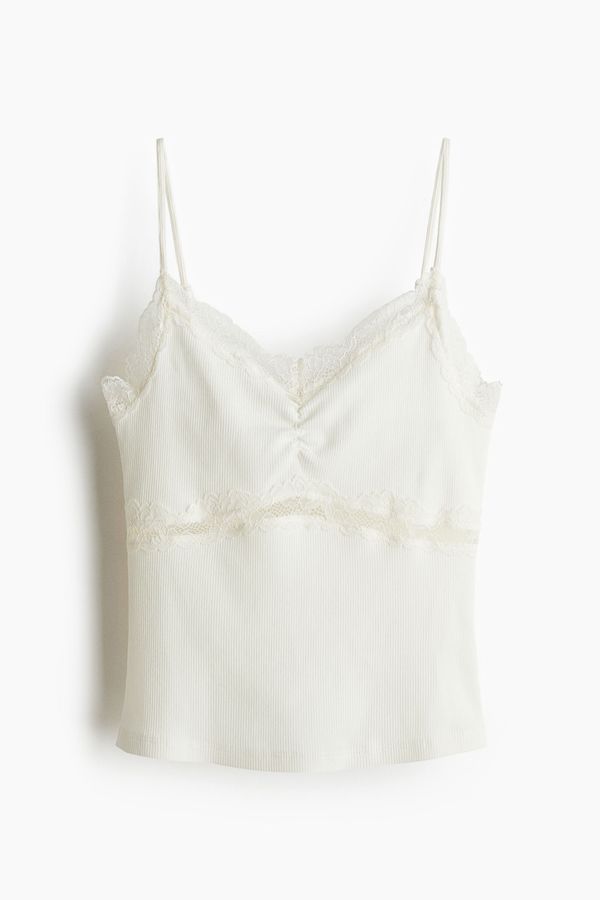 Blusa de tiras con ribete de encaje