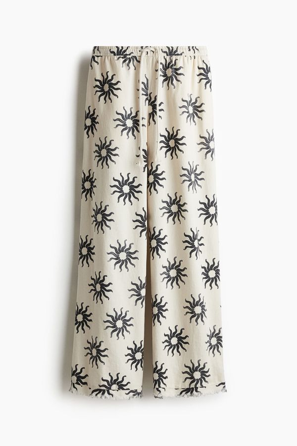 Pantalón en mezcla de lino con cordón de ajuste