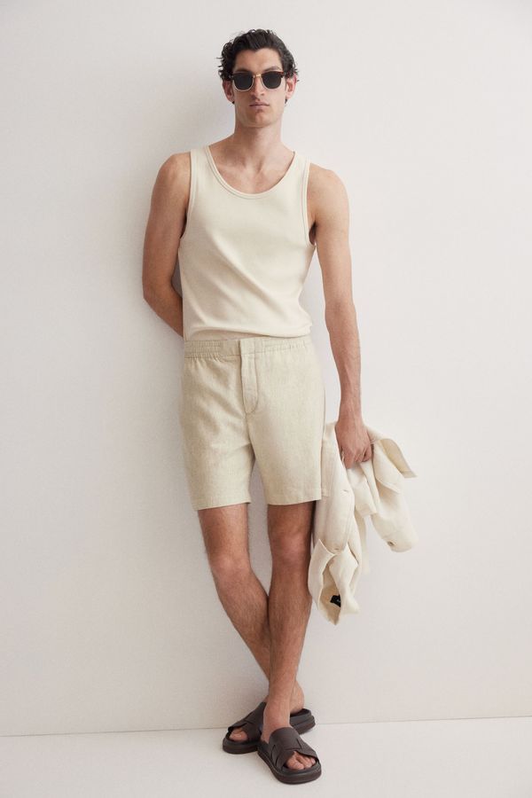 Shorts Regular Fit en mezcla de lino