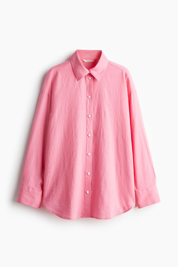 Camisa oversize en mezcla de lino