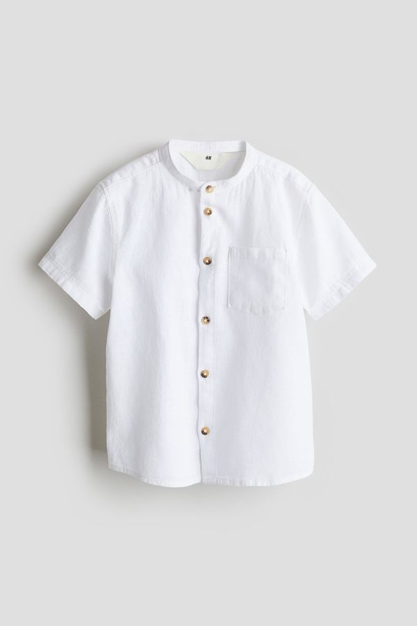 Camisa en mezcla de lino con cuello Neru
