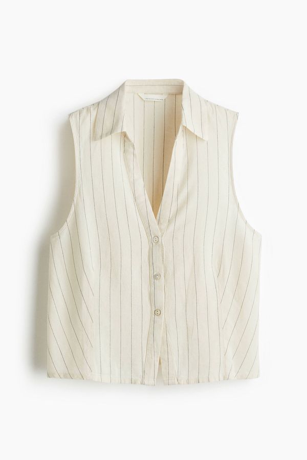 Camisa manga sisa en mezcla de lino