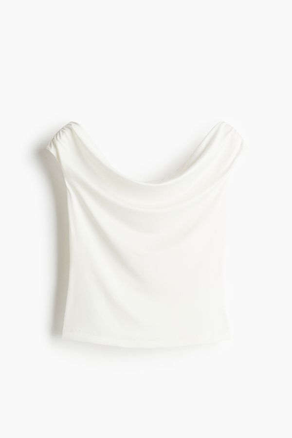 Blusa off-the-shoulder drapeada