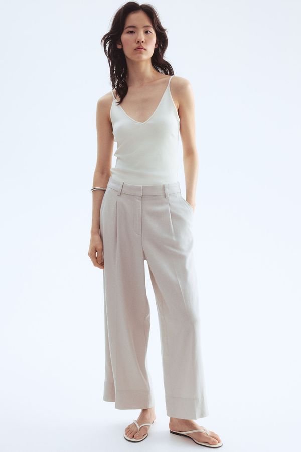 Pantalón amplio en mezcla de lino