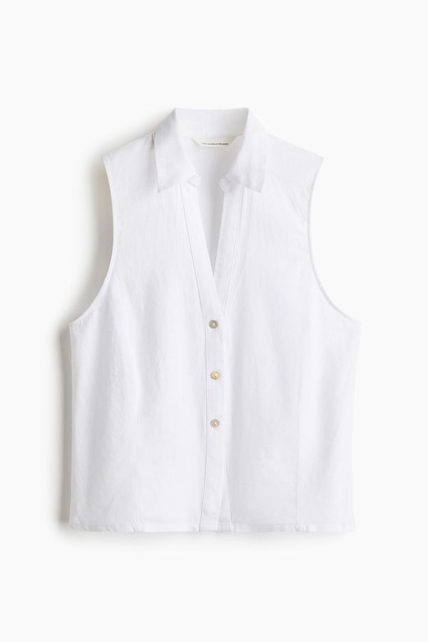 Camisa manga sisa en mezcla de lino