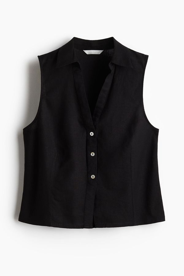 Camisa manga sisa en mezcla de lino