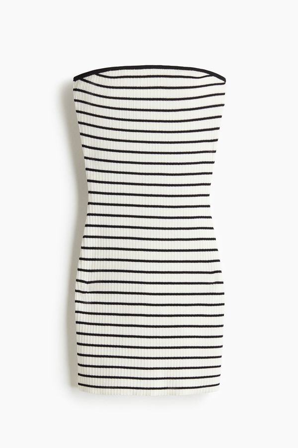 Vestido bandeau en tejido acanalado
