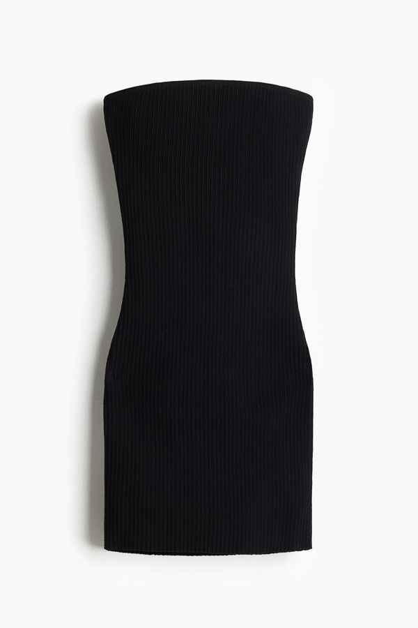 Vestido bandeau en tejido acanalado