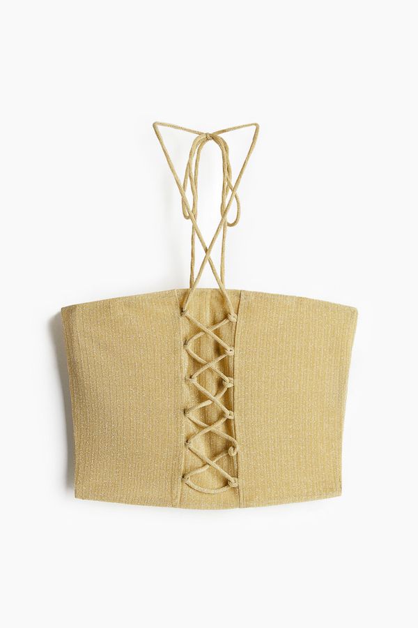 Top halter brillante con cordones
