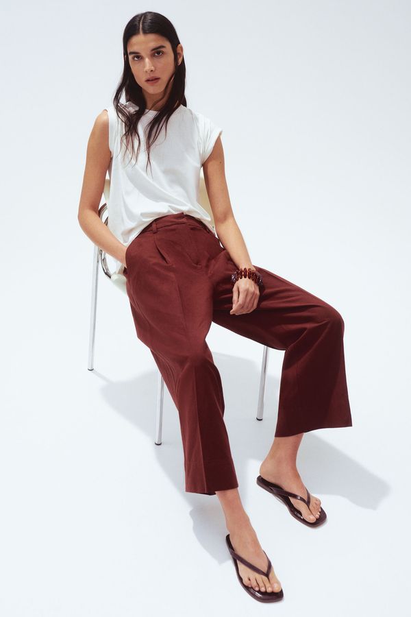 Pantalón amplio en mezcla de lino