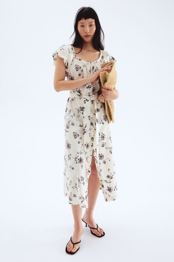 Vestido de popelina con mangas globo
